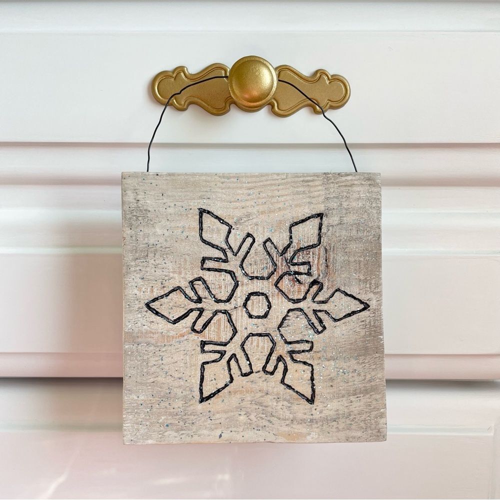 Handmade Winter Snowflake Wooden Engraved Hanging Sign